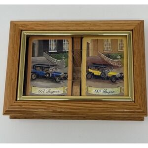 Vintage 1907 Peugeot Poker Playing Cards In Original Wooden Box